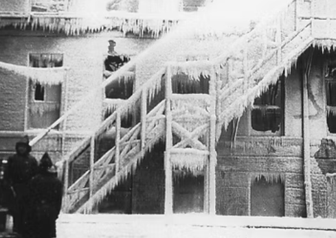 A person walking down a snowy staircaseAI-generated content may be incorrect.
